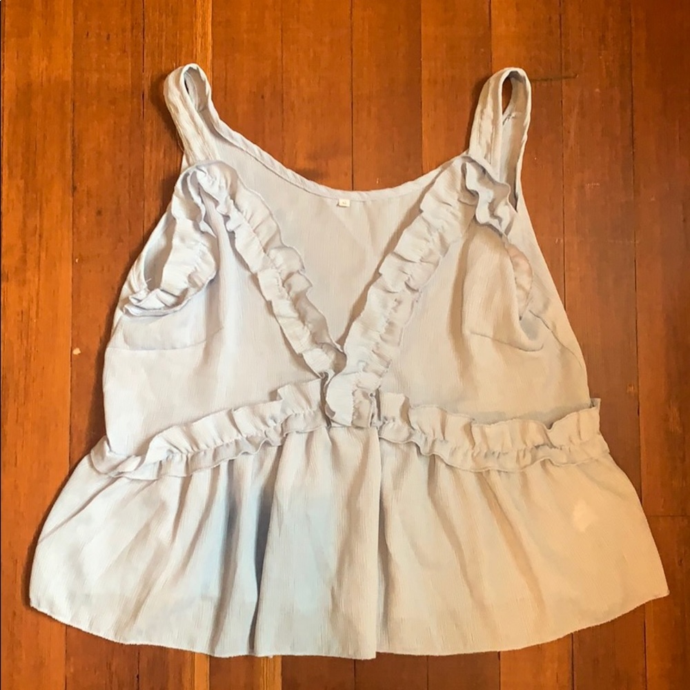 Light blue ruffel tank top